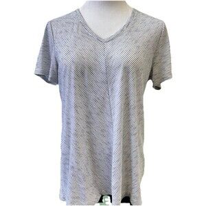 Apt. 9 Modern Essentials White W Black Striped Short Sleeve Tee Women’s Size L